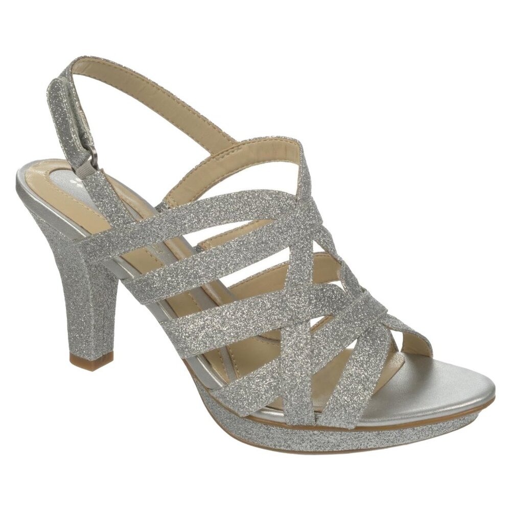 Naturalizer Delma Silver Glitter Sandals | Size 8 | Comfortable Heels